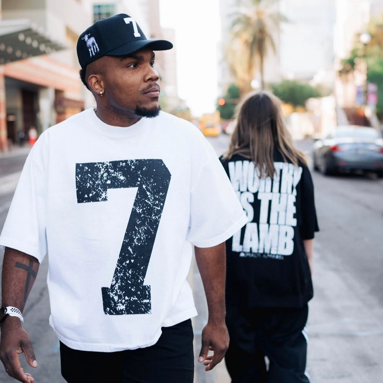 70x7 Drop Shoulder Tee (Super Oversized) - White - Image 4