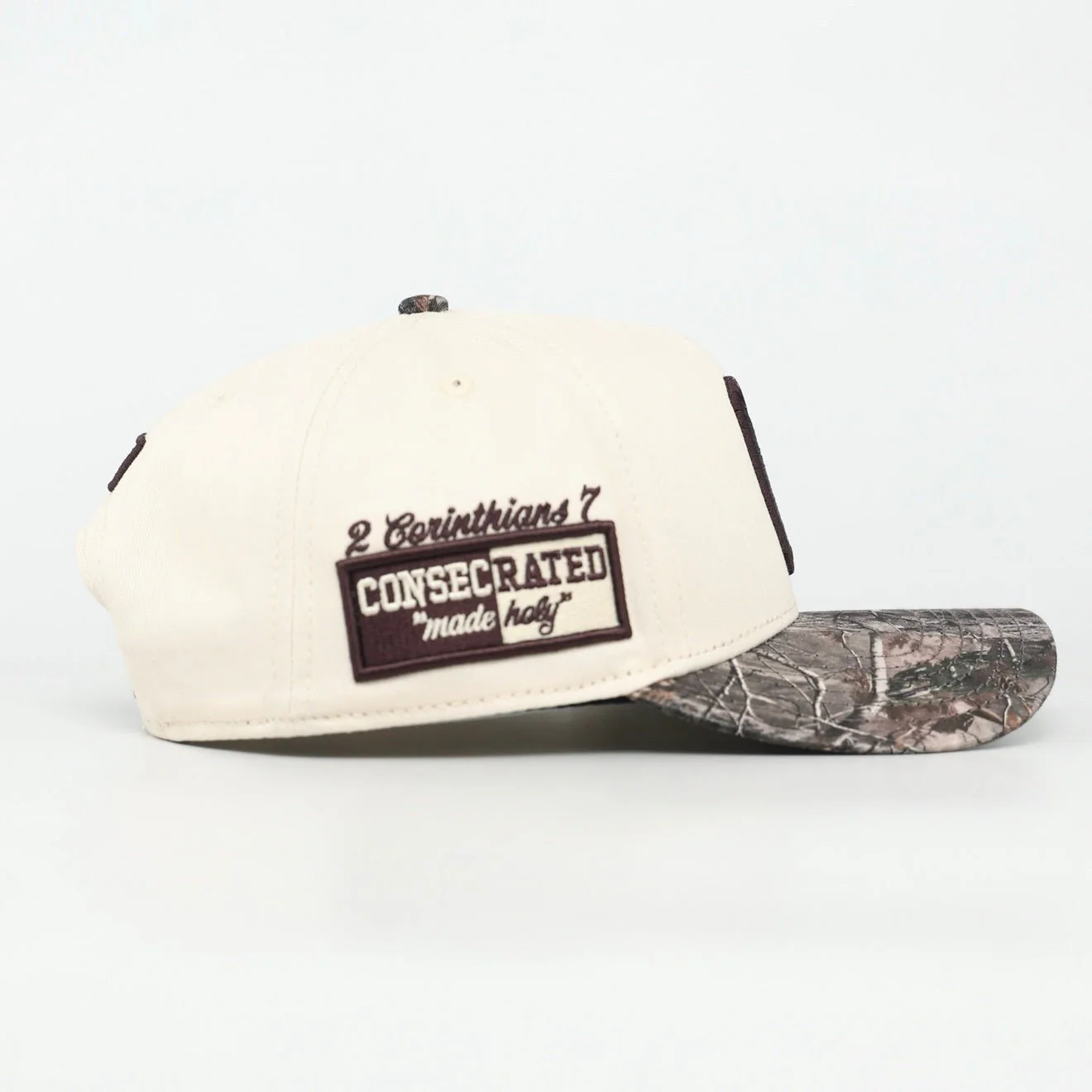 CONSECRATED Premium SnapBack - Cream/Malta Woodland Camo - Image 3