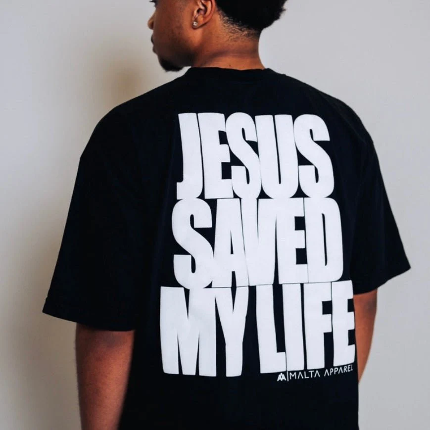 [PRE-ORDER - SHIPS MARCH 16TH] Jesus Saved My Life PUFF PRINT - Black - Image 3