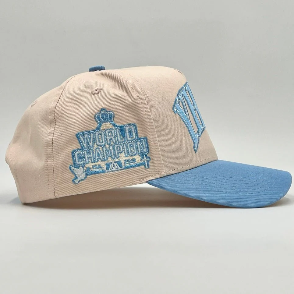 ‘YHWH’ Structured SnapBack - Cream/Baby Blue - Image 3