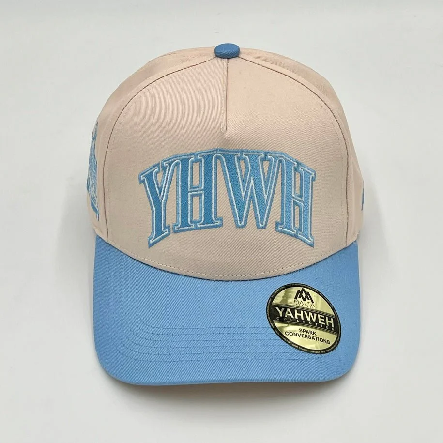 ‘YHWH’ Structured SnapBack - Cream/Baby Blue - Image 6
