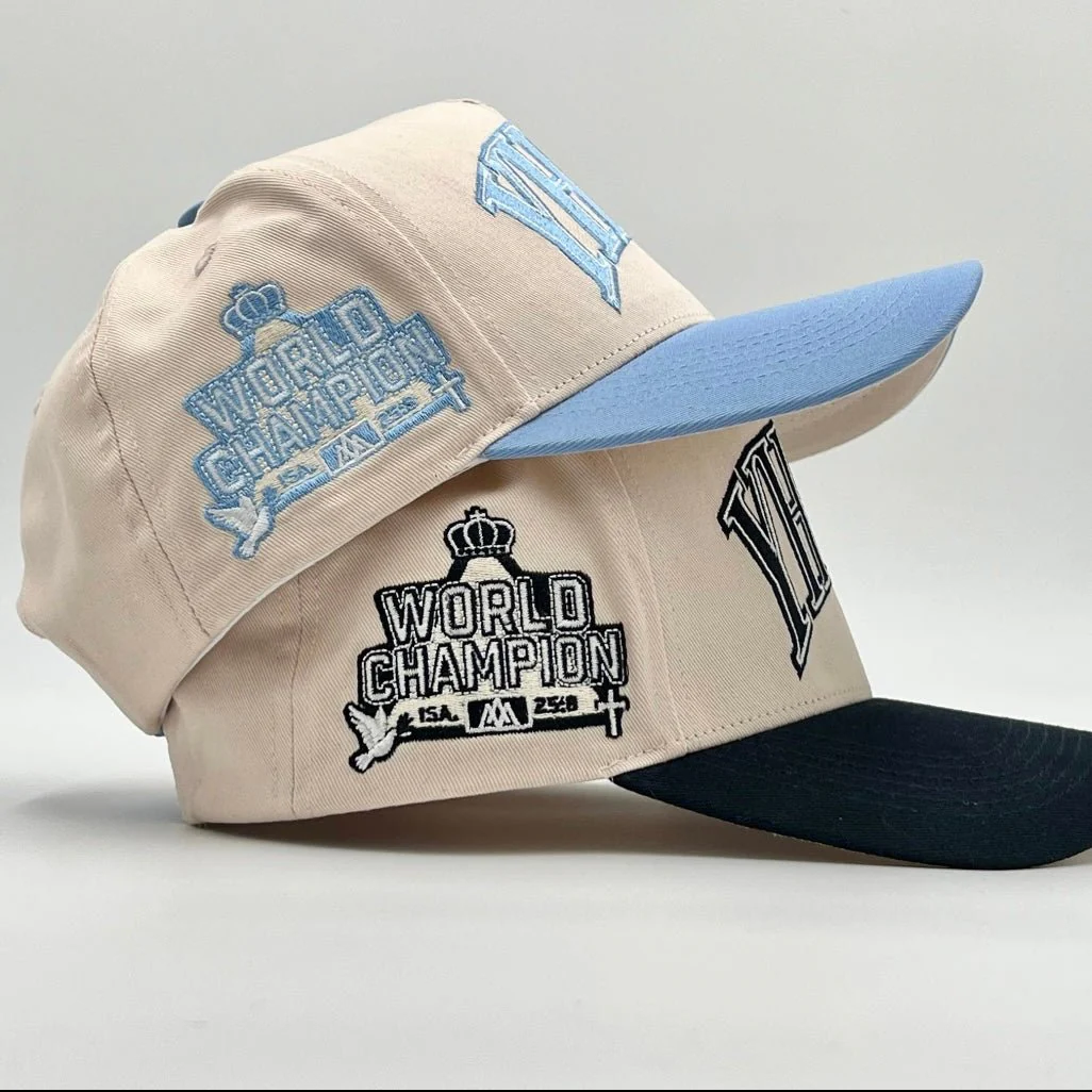 ‘YHWH’ Structured SnapBack - Cream/Baby Blue - Image 8