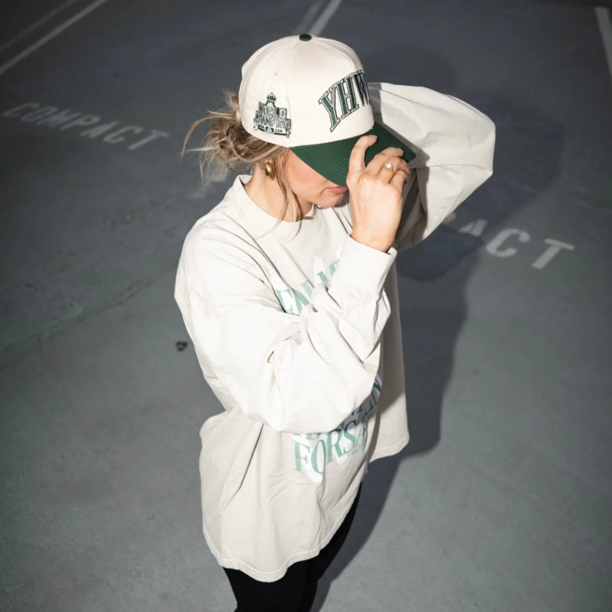 ‘YHWH’ Structured SnapBack - Cream/Billiard Green - Image 3