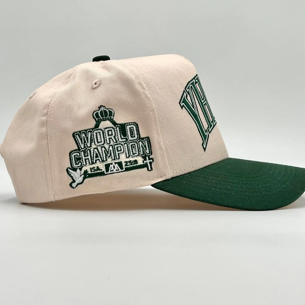 ‘YHWH’ Structured SnapBack - Cream/Billiard Green - Image 4