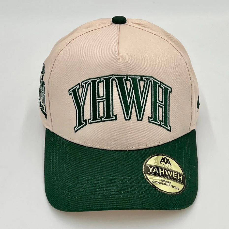 ‘YHWH’ Structured SnapBack - Cream/Billiard Green - Image 7