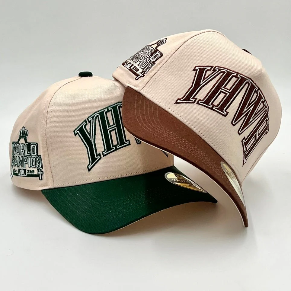 ‘YHWH’ Structured SnapBack - Cream/Billiard Green - Image 9