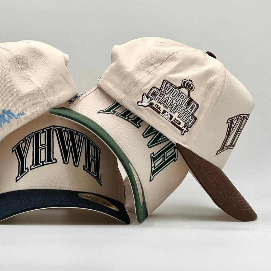 ‘YHWH’ Structured SnapBack - Cream/Brown - Image 9